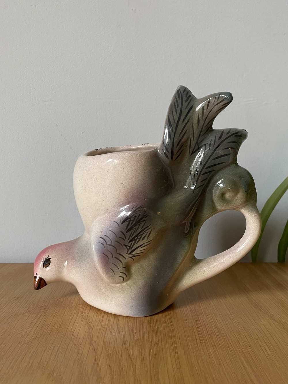 Vintage Mid-century Ceramic Bird Dove Vase Planter Jug Venezuela